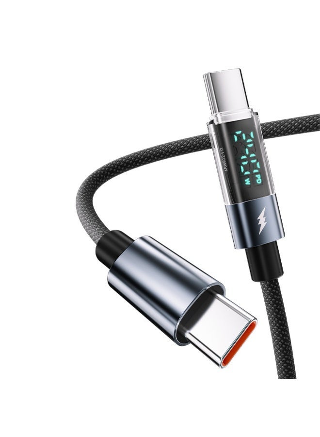 BASEMO 240W fast charging cable with digital display, compatible with Apple, Huawei, and Samsung phones/tablets/laptops, super iPhone 17 PD data cable, 1.2 meters, black. - Image 2